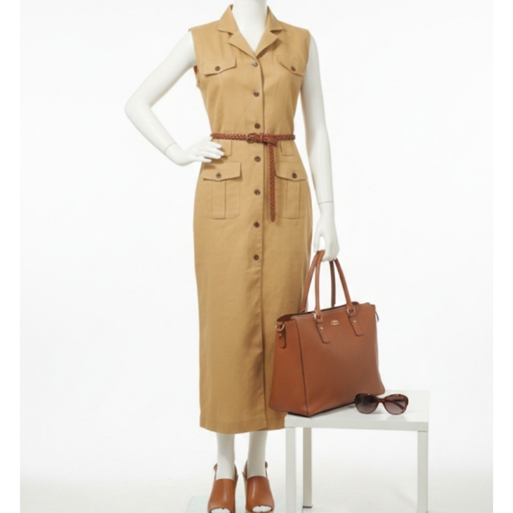 Vtg H.L. Spencer Tan Maxi Dress